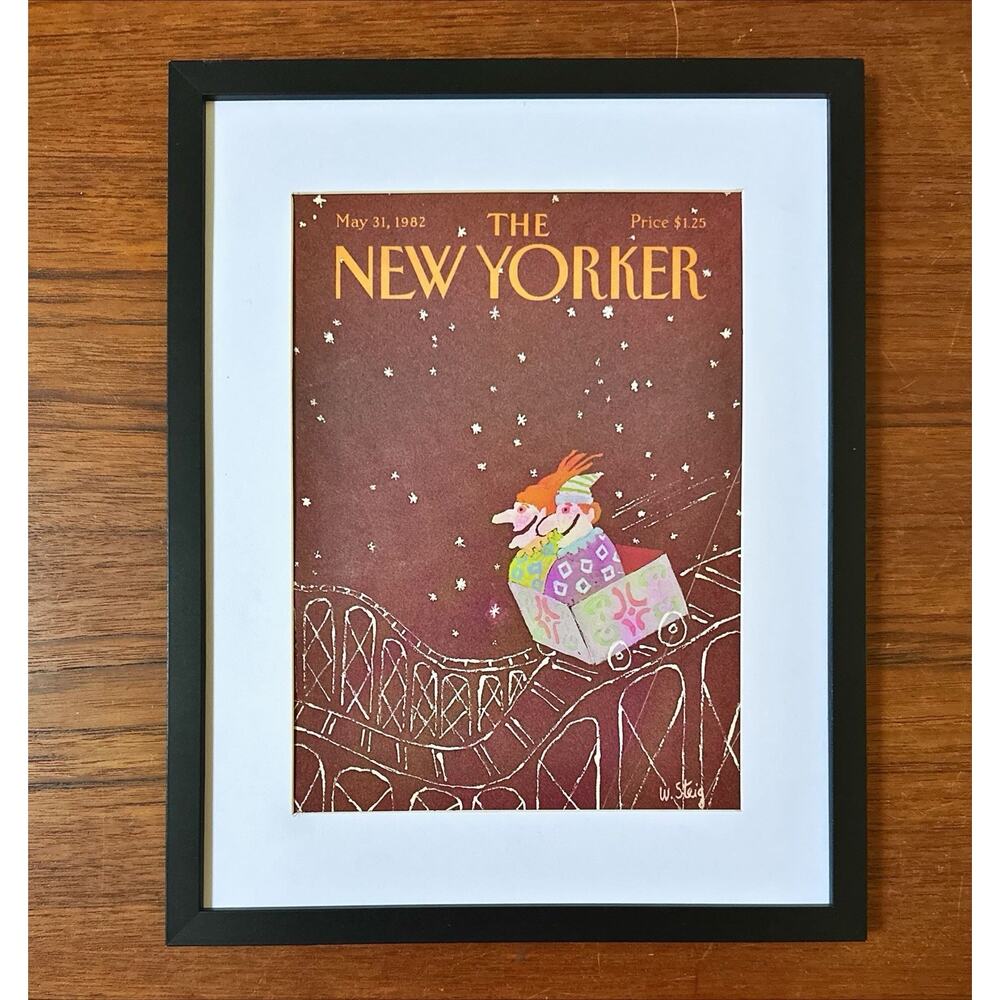 Framed 1982 The New Yorker May 31 Original Cover William Steig Roller Coaster